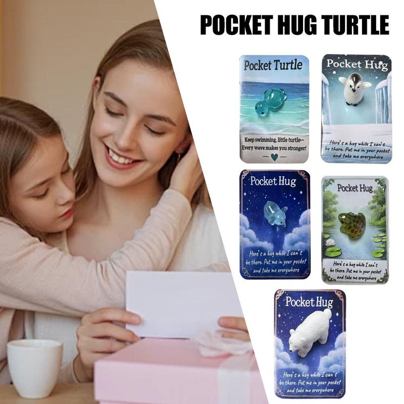 Animal Pocket Hug Gifts, 2025New Resin Animals Card with Mini Pocket Hug Greeting Cards, Cute Bulk Little Emotional Support Preschool Classroom Presents for Kids Adults (Polar bear 1pcs) - Image 5